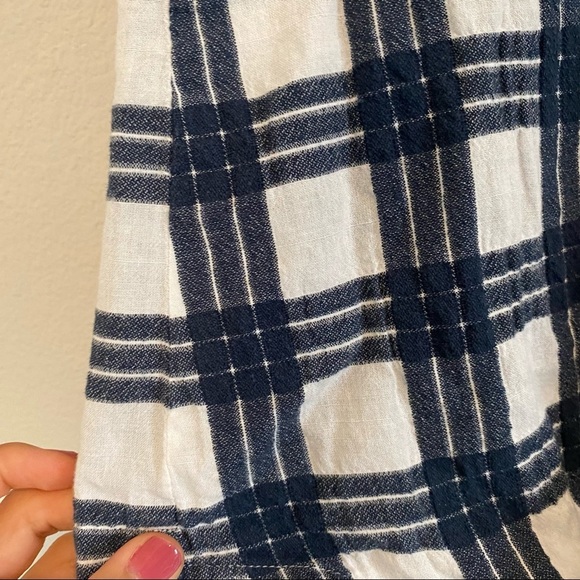 Madewell Plaid Buttonback Tie Tee sz XXS - Picture 7 of 9
